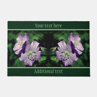 Paillasson Paire de fleurs de géranium violet personnalisée