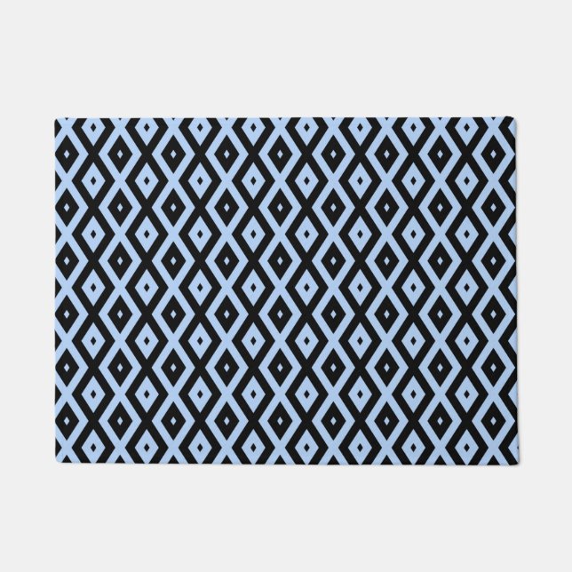 Paillasson Pale blue and black diamond pattern (Devant)