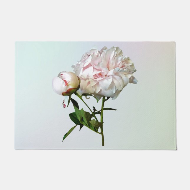 Paillasson Pale Pink Peony and Bud (Devant)