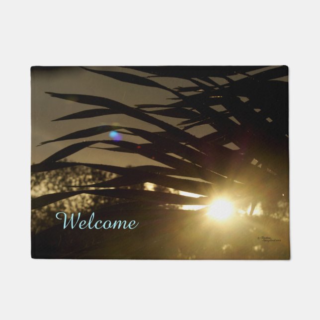 Paillasson Palm fronton feuille coucher de soleil Porte (Devant)