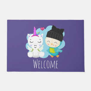 Paillasson Pals de caricature mignonnes - Bonne licorne et oi