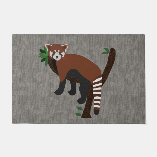 Paillasson Panda rouge grand mat de porte (Devant)