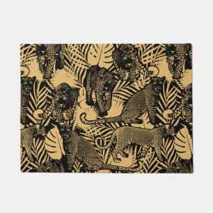 Paillasson Panthère exotique / Leopard noir et or