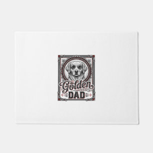 Paillasson Papa Golden Retriever Dessin de gravure vintage_1