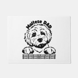 Paillasson Papa maltais Noir et Blanc Design Chien maltais