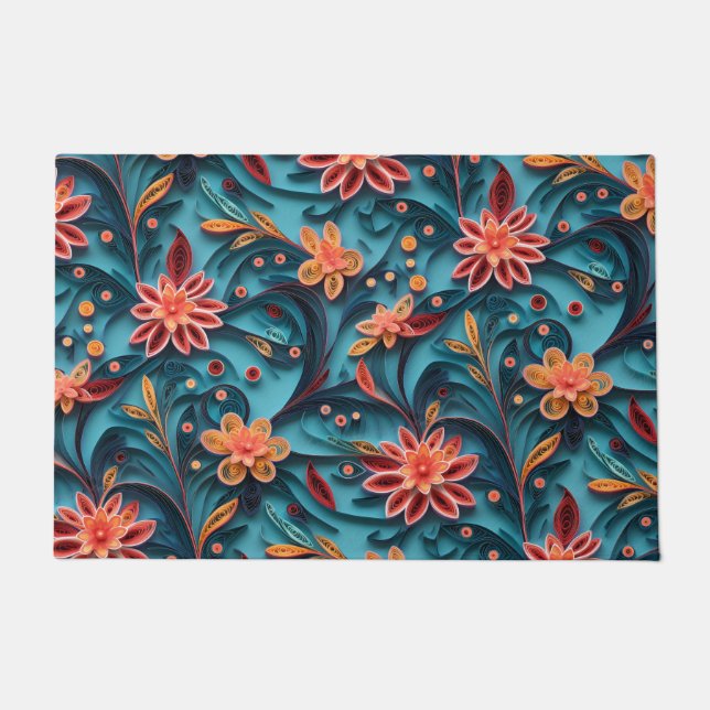 Paillasson Papier floral motif Porte Mat (Devant)