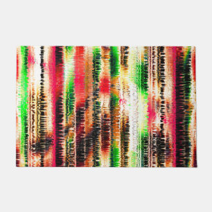 Paillasson Papier tranché rayé de couleur rouge jaune et vert