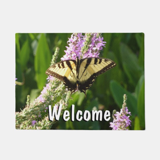 Paillasson Papillon à queue d'hirondelle sur des fleurs sauva (Devant)
