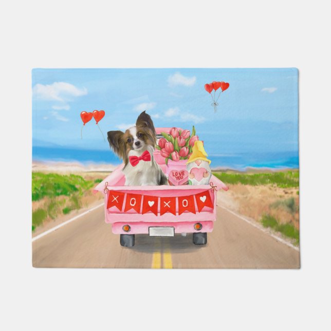 Paillasson Papillon Chien Saint-Valentin Coeurs de Camion (Devant)