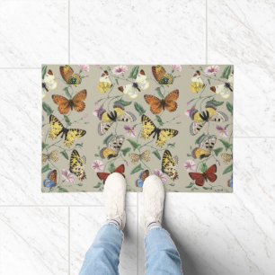 Paillasson Papillon de nuit vintage 1842 Art botanique floral