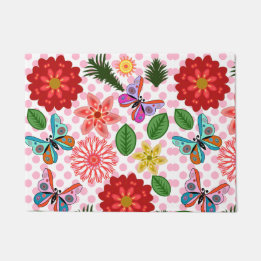Paillasson Papillon Floral de Jardin de Printemps Moderne 