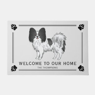 Paillasson Papillon noir et blanc Chien mignon avec texte per