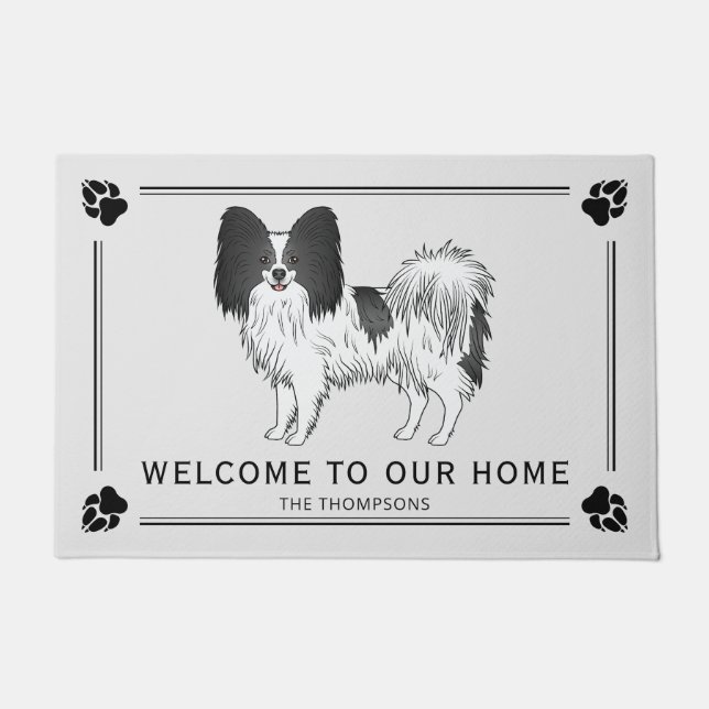 Paillasson Papillon noir et blanc Chien mignon avec texte per (Devant)