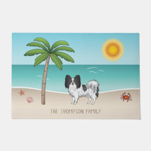 Paillasson Papillon noir et blanc Chien Plage tropicale d'été