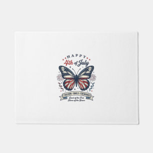 Paillasson Papillon Patriotique Bonne Fête du 4 Juillet Desig