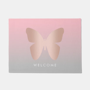 Paillasson Papillon rose d'or élégant et tendance