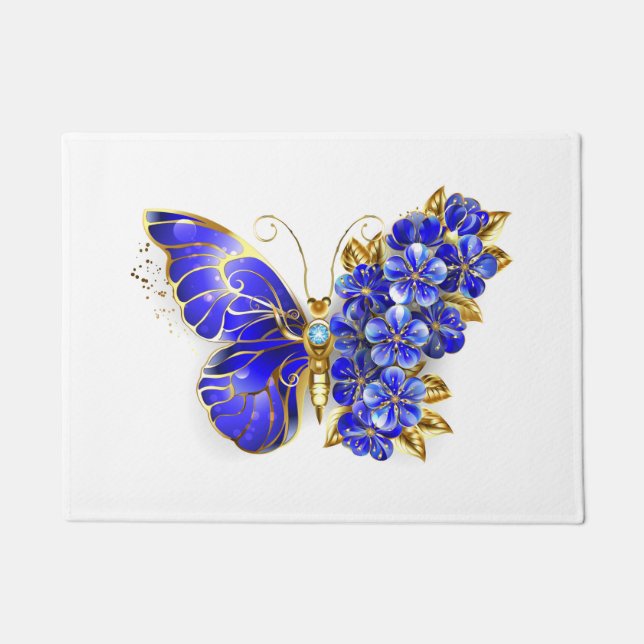 Paillasson Papillon saphir à fleurs (Devant)