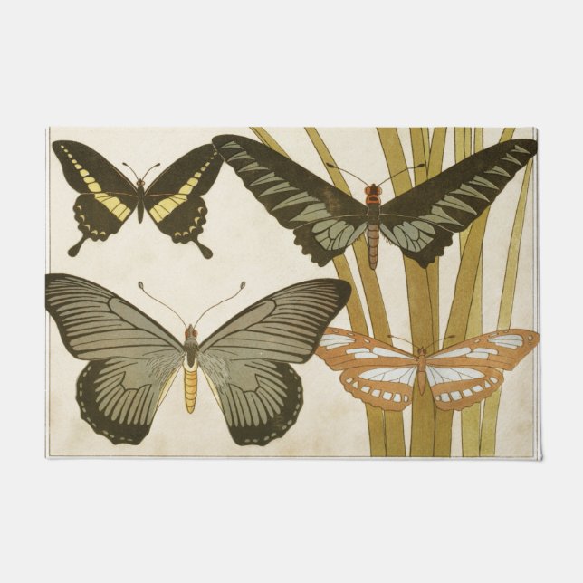 Paillasson Papillon vintage Illustration Art (Devant)
