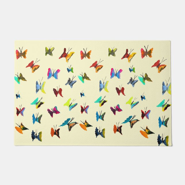 Paillasson Papillons mignons aquarelle art (Devant)