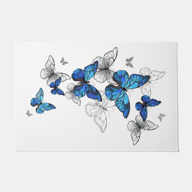 Paillasson Papillons volants bleus Morpho (Devant)
