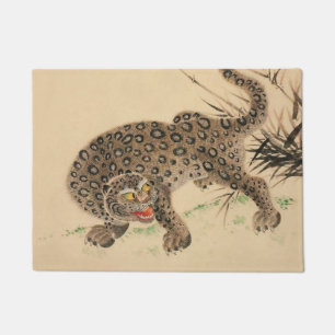 Paillasson Parchemin vintage léopard tacheté japonais