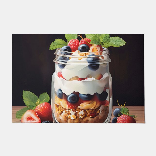 Paillasson Parfait aux fruits rouges dans un pot en verre (Devant)