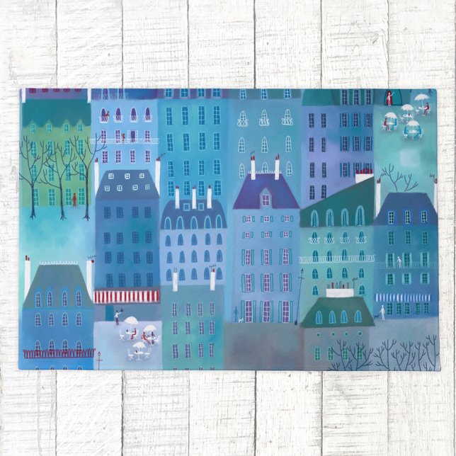 Paillasson Paris bleu (Paris blues painting art doormat)