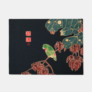 Paillasson Paroquet Vintage Oiseau Bois japonais Imprimer
