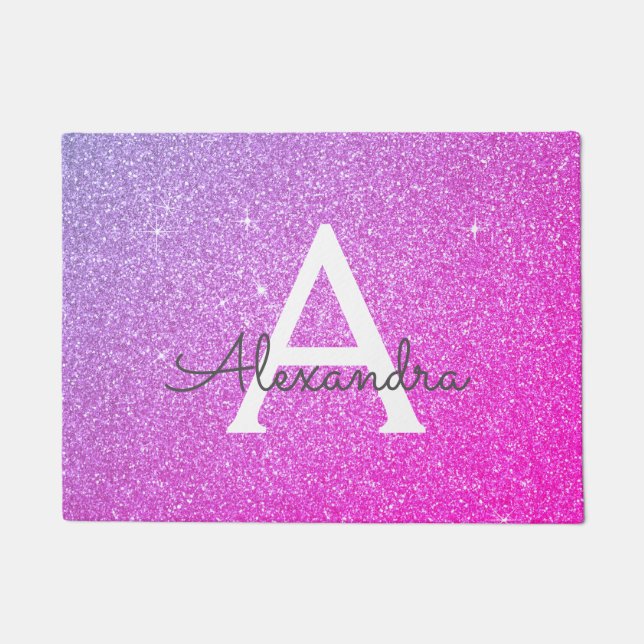 Paillasson Parties scintillant à étincelle rose pourpre Nom d (Devant)
