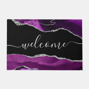 Paillasson Parties scintillant d'argent chic violet Agate Bie