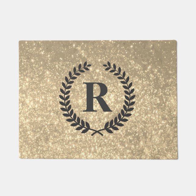 Paillasson Parties scintillant D'Or Avec Monogramme (Devant)