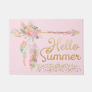 Paillasson Parties scintillant en or rose pâle Boho Feather B