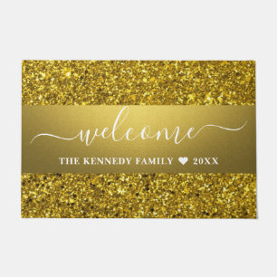 Paillasson Parties scintillant Gold Sparkly Nom de famille Bi