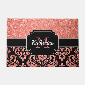Paillasson Parties scintillant or rose Damask