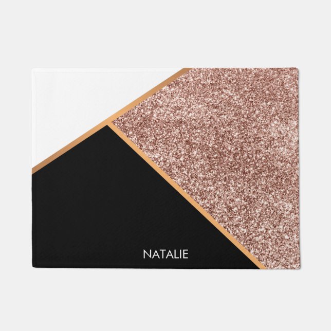 Paillasson Parties scintillant rose géométrique (Devant)