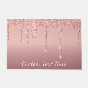 Paillasson Parties scintillant rose Gold Blush avec texte per