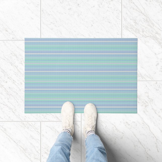 Paillasson Pastel Aqua Bleu Bleu Gris Parquet Mat (Intérieur)
