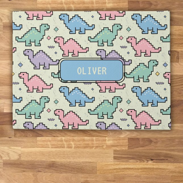 Paillasson Pastel Arcade Dinosaur Pixel Silhouettes Motif (Créateur téléchargé)
