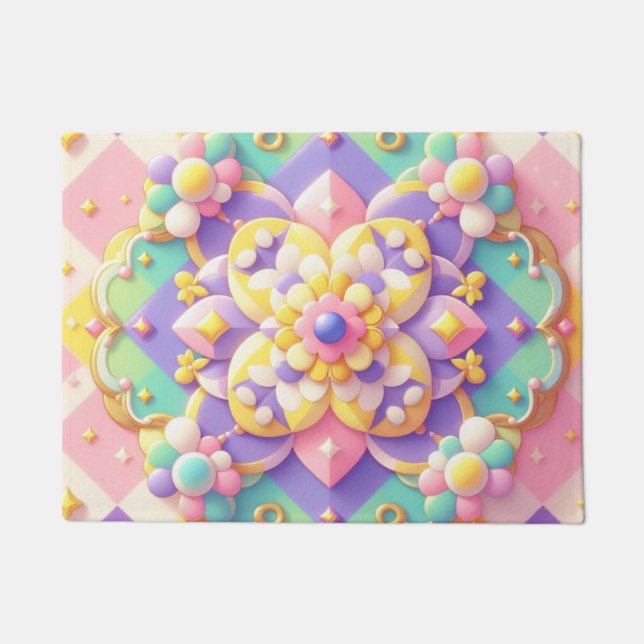 Paillasson pastel de printemps/Pâques/princesse coloré (Devant)