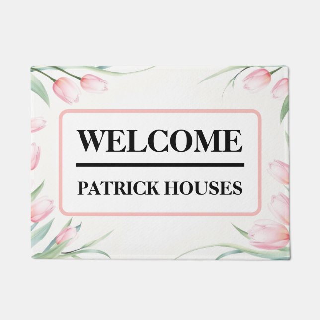 Paillasson Pastel Tulip Border Personalized (Devant)