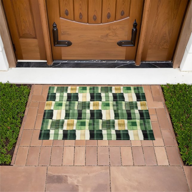 Paillasson Patchwork carreaux émeraude (De plein air)