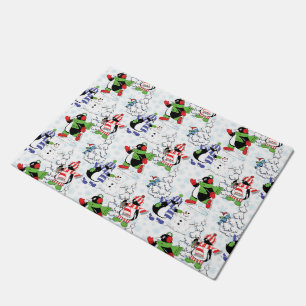 Paillasson Patinage de glace de pingouin de Noël