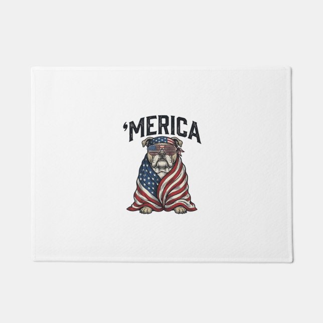 Paillasson Patriotic Bulldog 'Merica Vintage Vector Shirt Des (Devant)