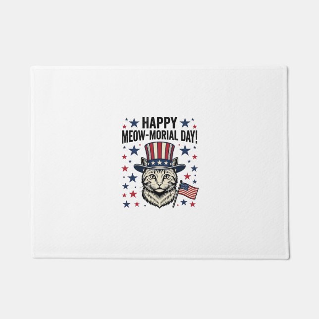 Paillasson Patriotic Cat Meow-Morial Day Vintage Vector Desig (Devant)