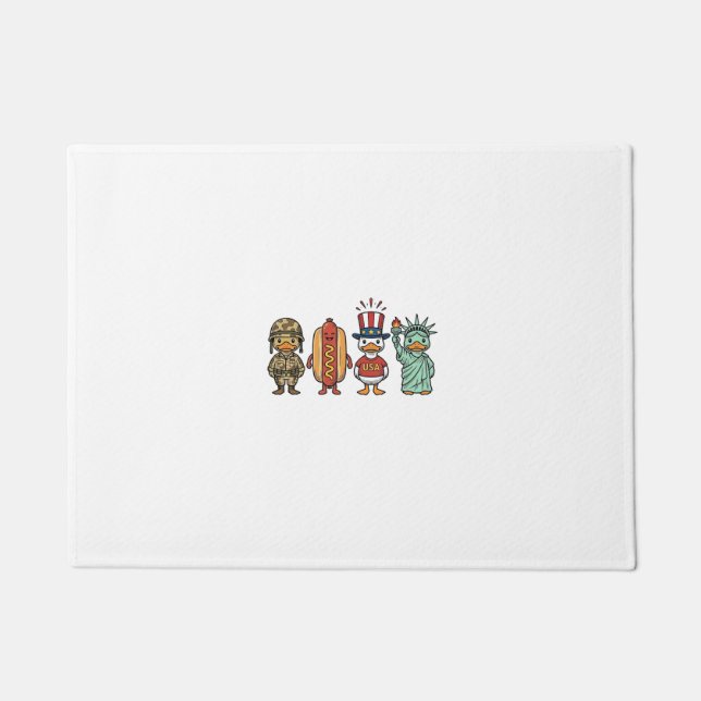 Paillasson Patriotic Duck and Hot Dog Vintage Vector Shirt_1 (Devant)