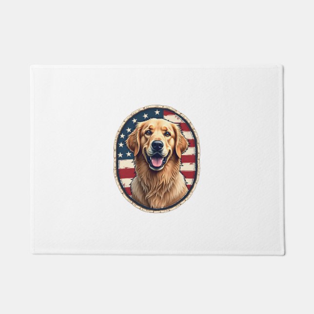 Paillasson Patriotic Golden Retriever Badge Vintage Tee 4 (Devant)