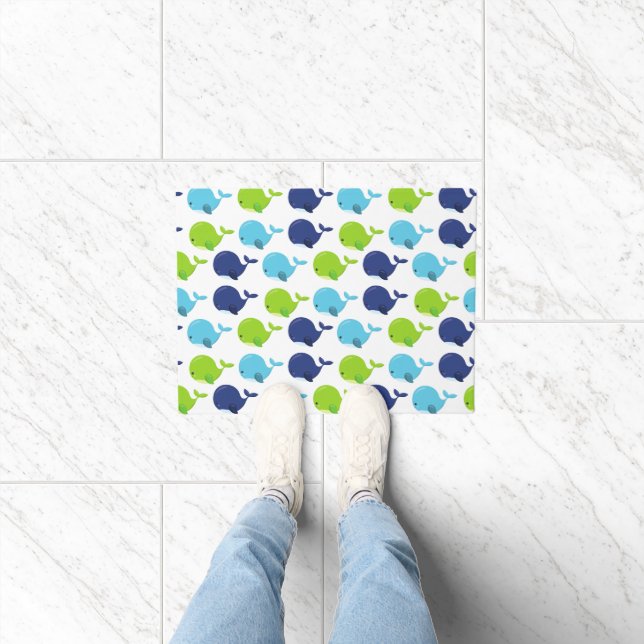 Paillasson Pattern of Whales, Cute Whales, Sea Animals (Intérieur)