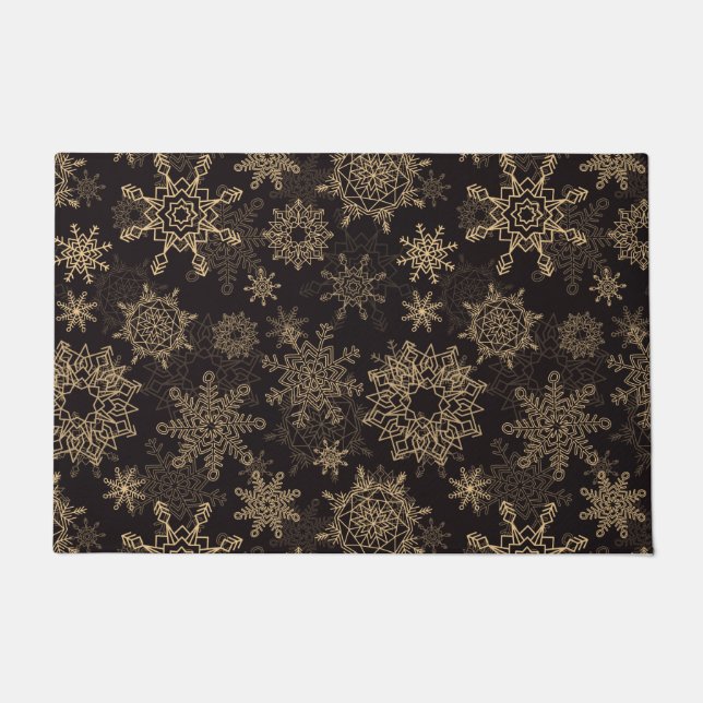 Paillasson Patterns de Golden Christma Snowflakes (Devant)
