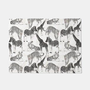 Paillasson Patters de Stylish Black et White Jungle Animals