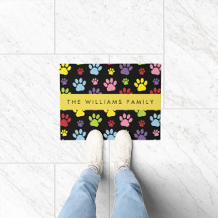 Paillasson Paws Colorés, Motif Paw, Paws Chiens, Votre Nom
